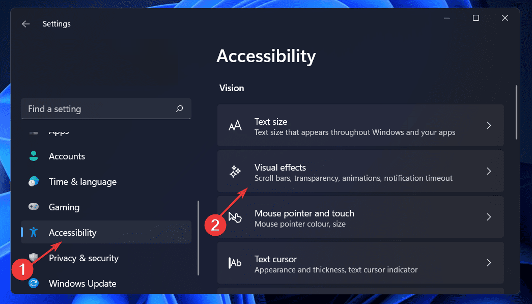 accesibilidad-animaciones deshabilitar animaciones windows 11